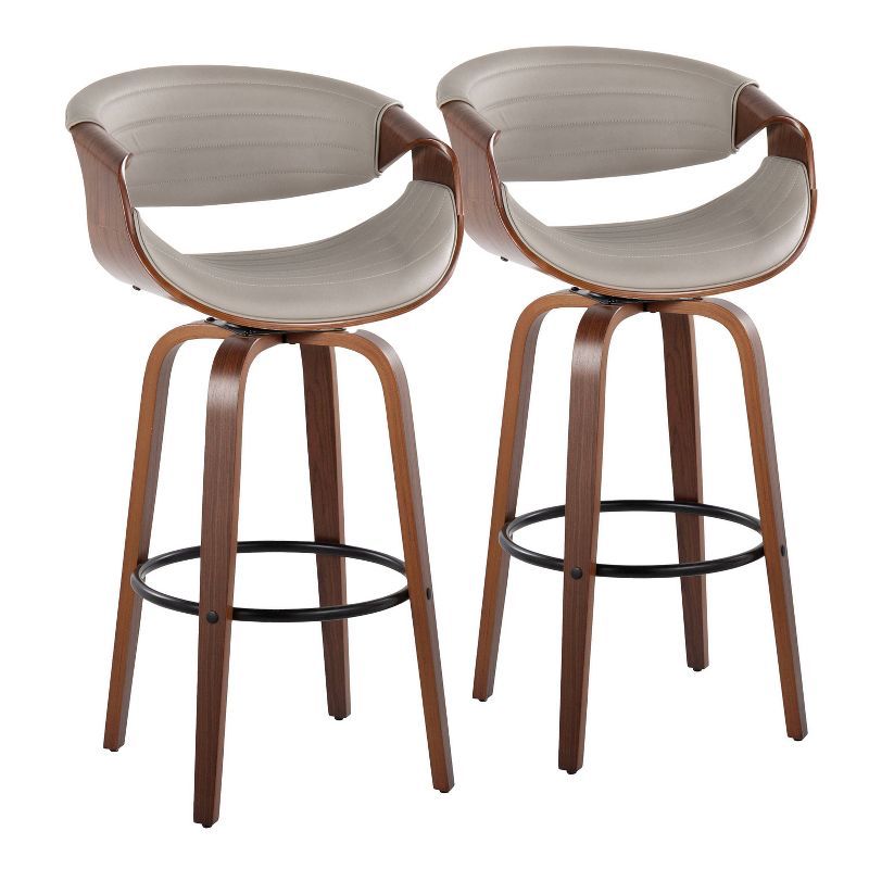 Symphony Walnut and Black Swivel Barstool Set of 2