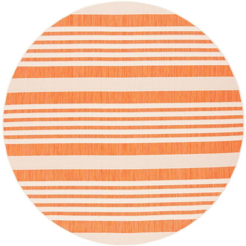 Terracotta and Beige 4' Round Synthetic Easy-Care Area Rug