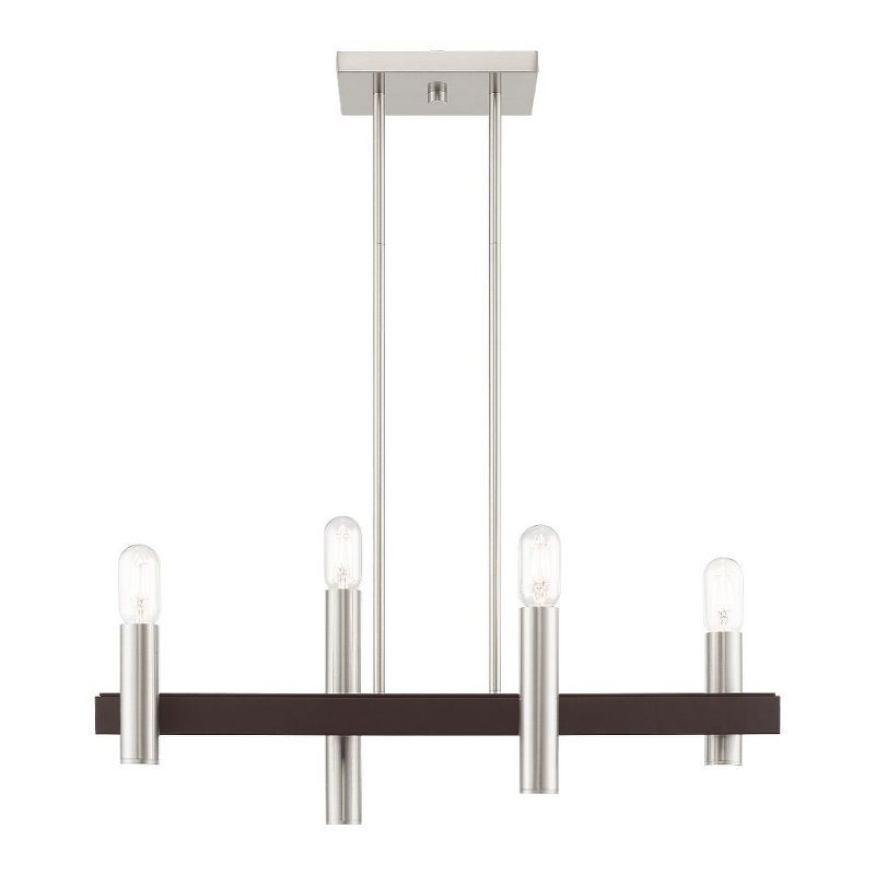 Helsinki Brushed Nickel & Bronze 4-Light Linear Crystal Chandelier