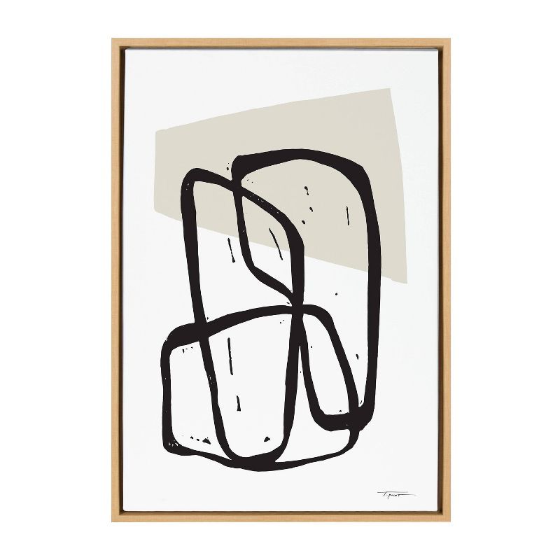 Entangled Neutral Abstract Canvas Print with Natural Frame