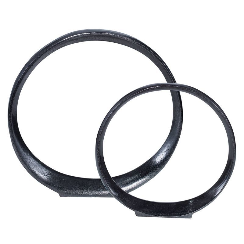 Black Nickel Contemporary Aluminum Ring Sculptures Set