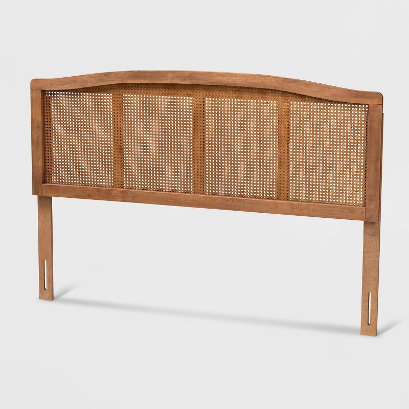Marieke King Walnut Wood and Rattan Headboard