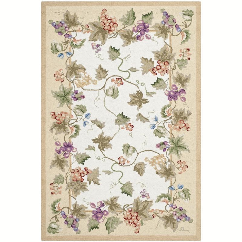 Ivory Multicolor Hand-Hooked Wool Accent Rug 2'9" x 4'9"