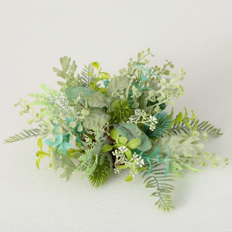 11" Verdant Green Plastic Botanical Arrangement for Tabletop