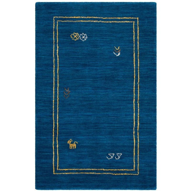 Handmade Blue Wool 4' x 6' Rectangular Area Rug