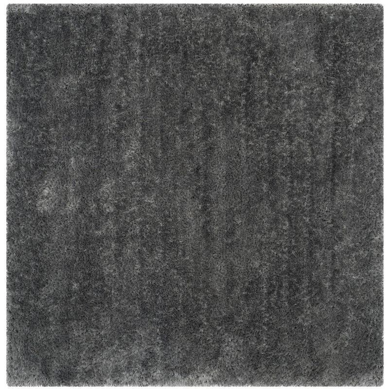 Handmade Gray Synthetic Shag Square Area Rug 6' x 6'