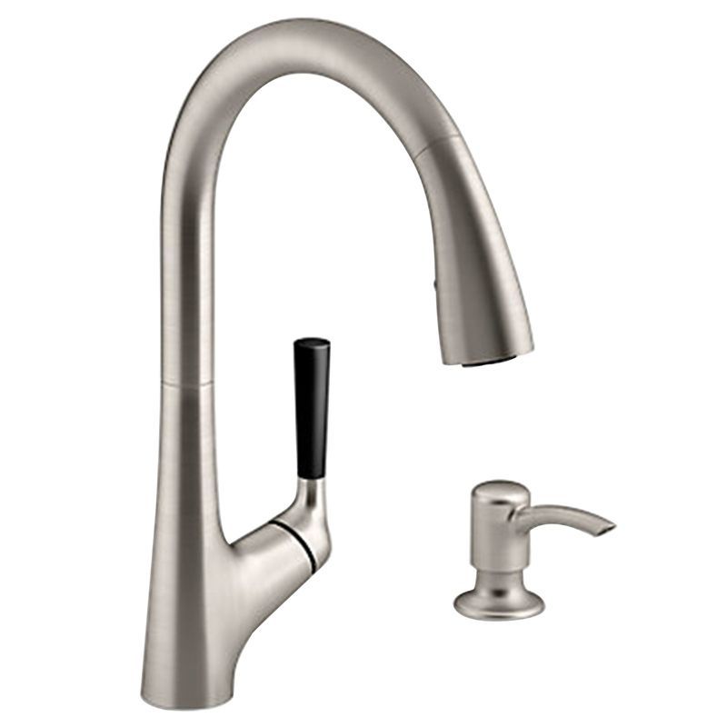 Stainless Steel Pull-Down Kitchen Faucet with Soap Dispenser