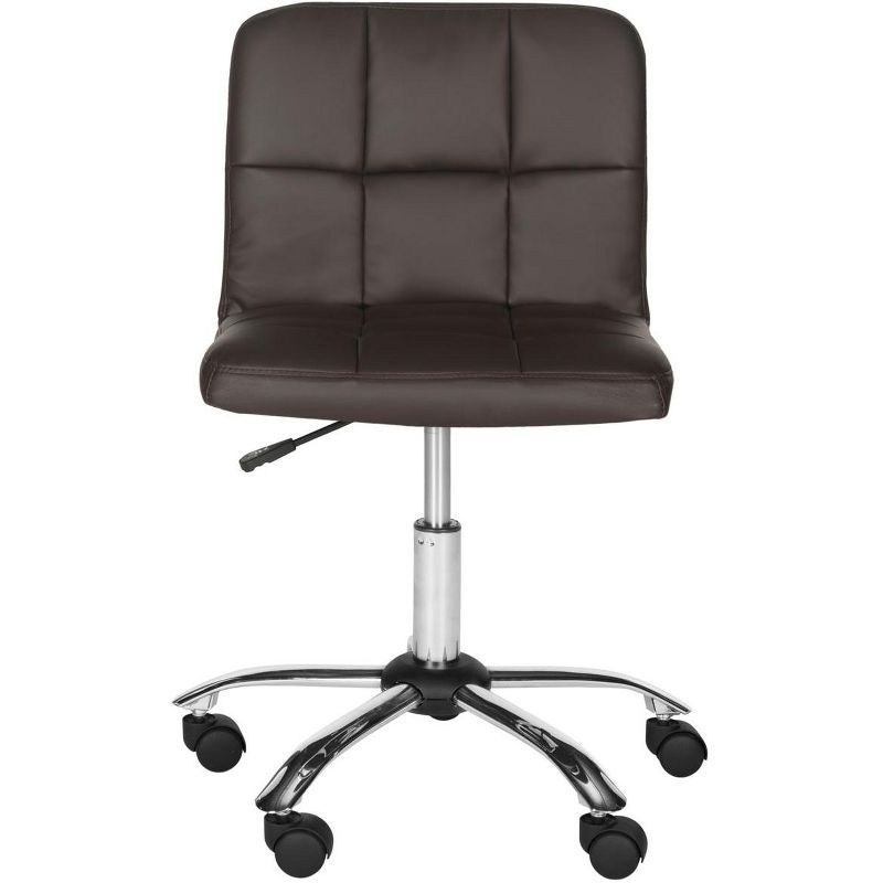 Brunner 32" Brown Leather and Metal Armless Task Chair