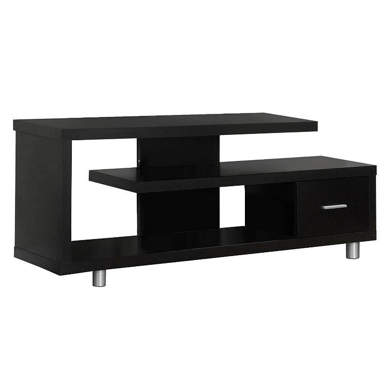 Cappuccino Modern TV Stand with Drawer and Shelves