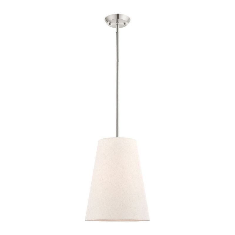 Modern Elegance Brushed Nickel Pendant with Oatmeal Fabric Shade