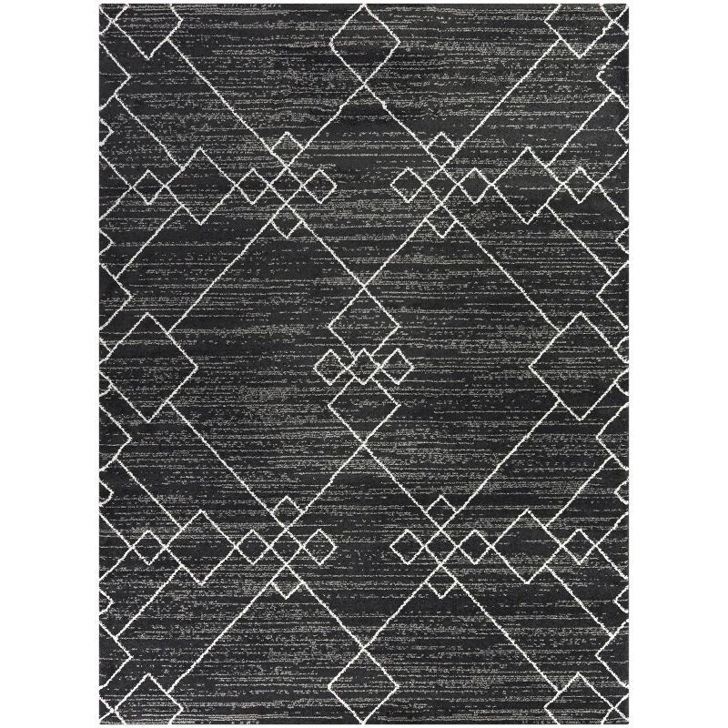 Alberto Charcoal Geometric Synthetic Area Rug 7'10" x 10'