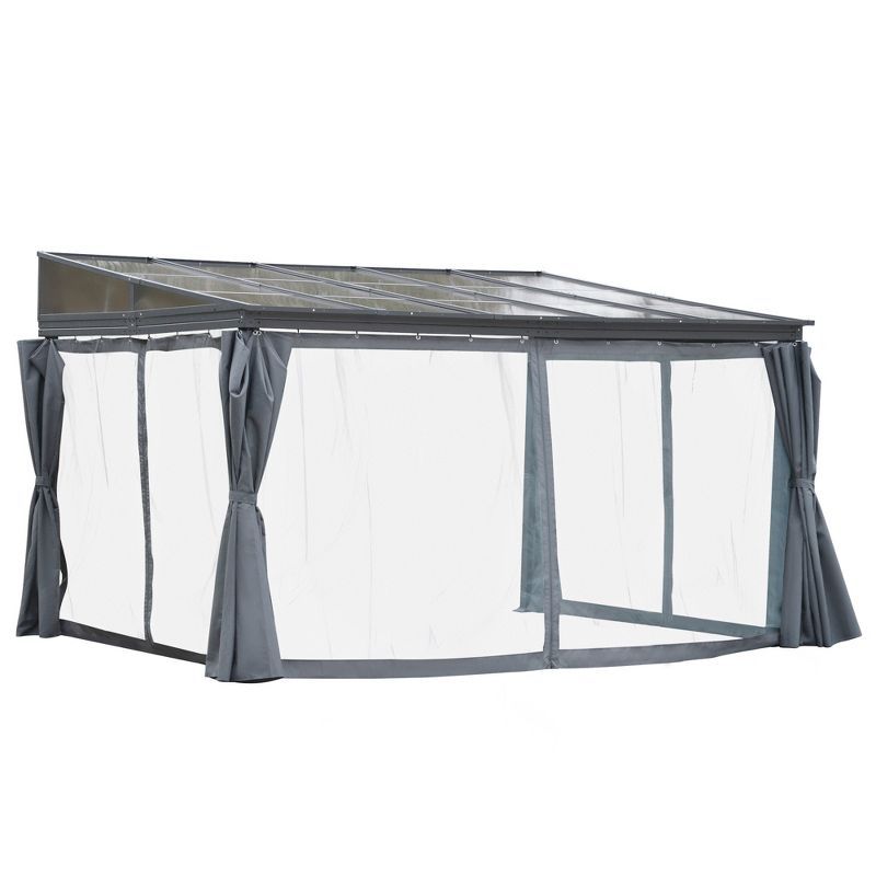 Outsunny 10' x 13' Gray Aluminum Patio Gazebo with Polycarbonate Roof