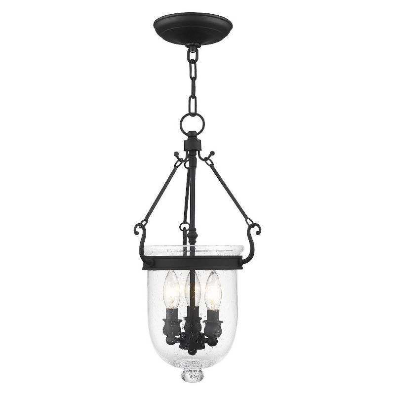 Elegant Seeded Glass 3-Light Pendant Chandelier in Black