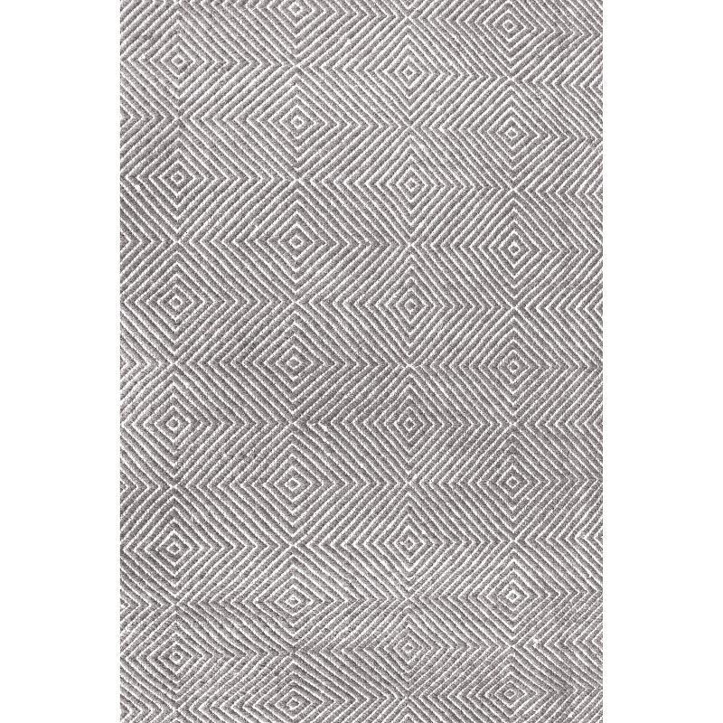 Gray Geometric Tufted Wool 9' x 12' Area Rug