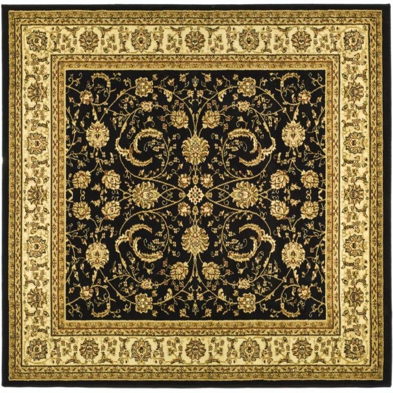 Black and Ivory Safavid Style Synthetic Area Rug