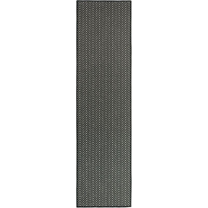 Black and White Geometric Synthetic Indoor/Outdoor Runner Rug