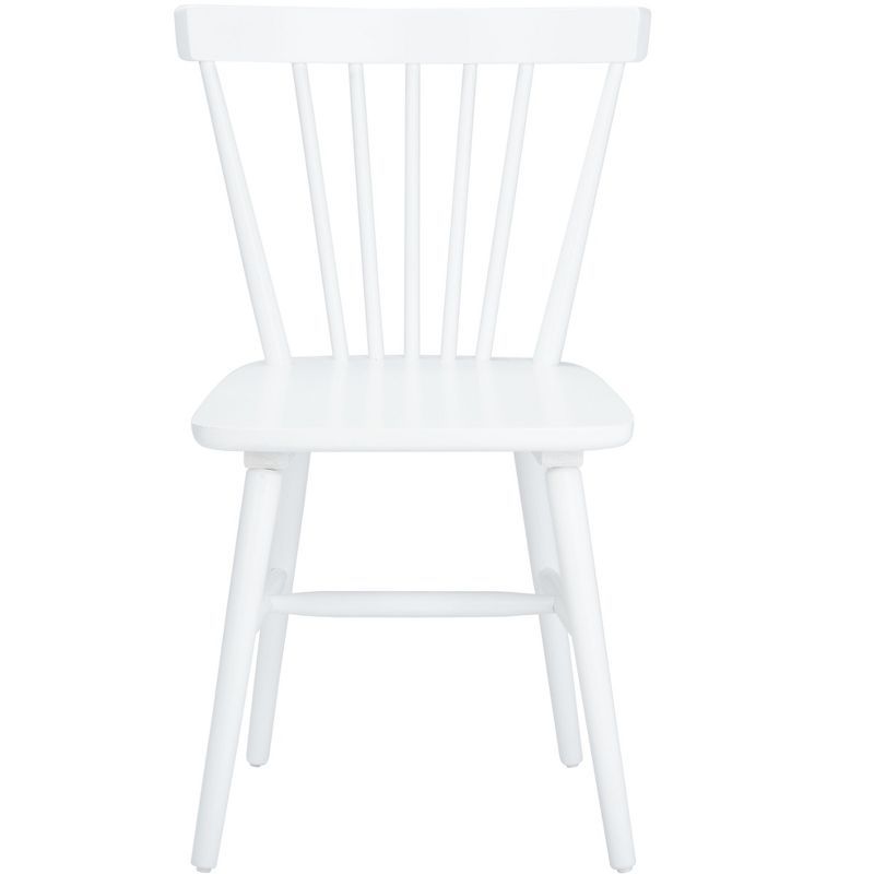 Transitional White Rubberwood Spindle Back Side Chair, Set of 2