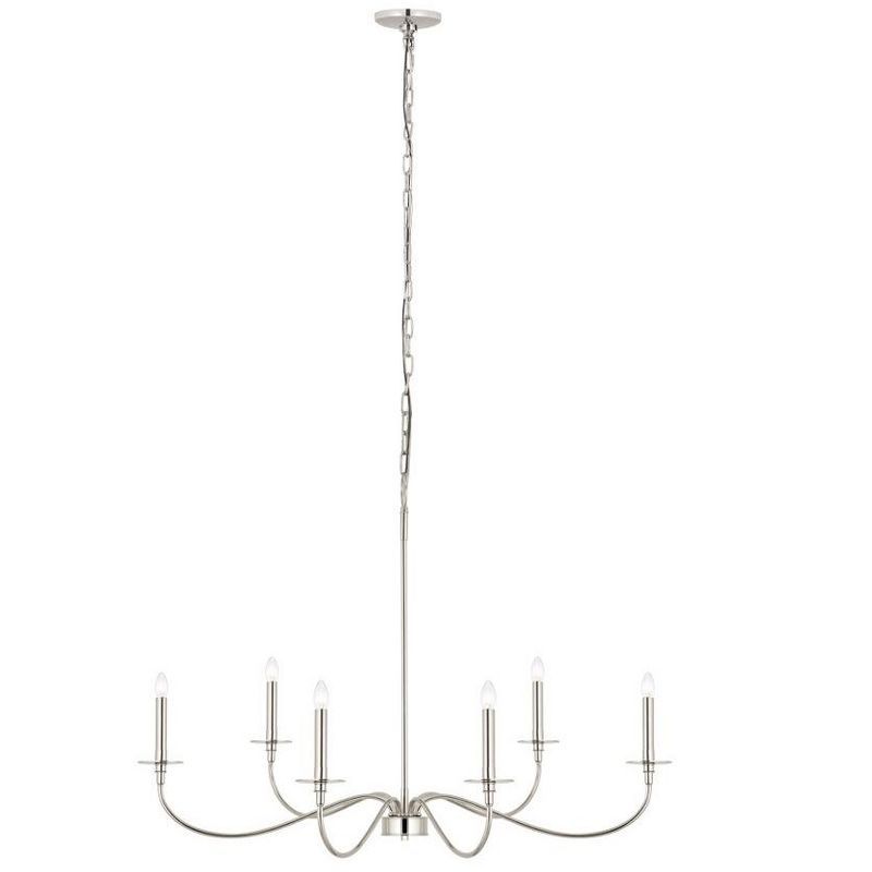 Polished Nickel and Crystal 6-Light Chandelier