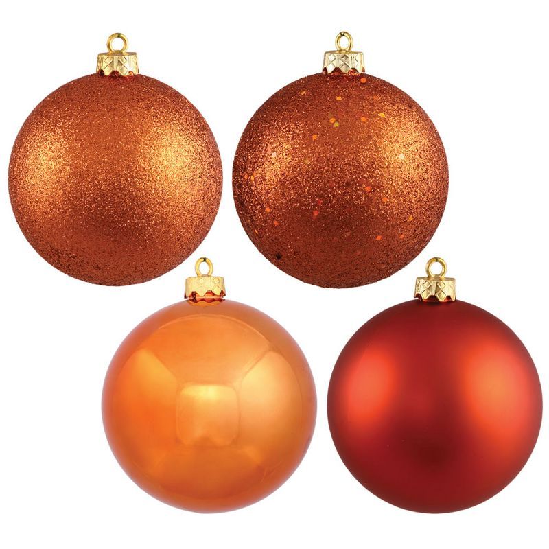 Burnished Orange 4-Inch Shatterproof Plastic Ball Ornament Set