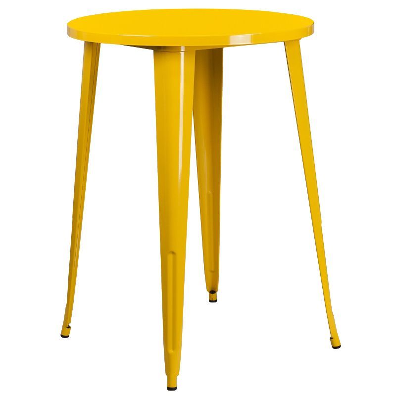 Emma Oliver 30" Round Yellow Steel Industrial Bar Table