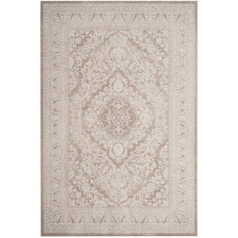 Beige and Cream Synthetic 4' x 6' Boho Area Rug