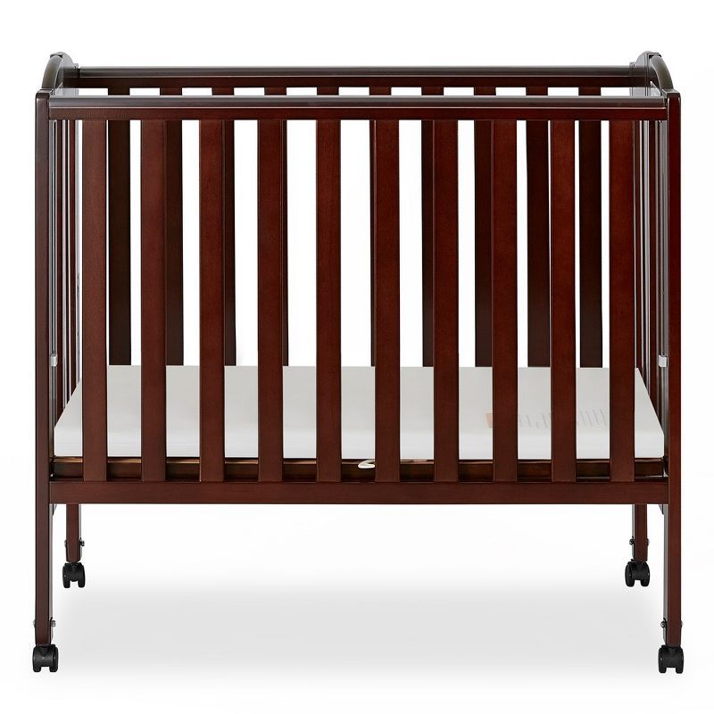 Espresso Pine 2-in-1 Portable Folding Crib with Mattress Pad