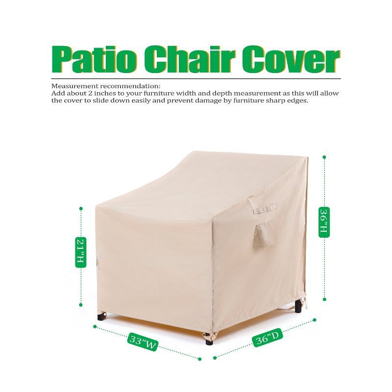 Beige Waterproof Outdoor Patio Chair Cover with Buckle Strap