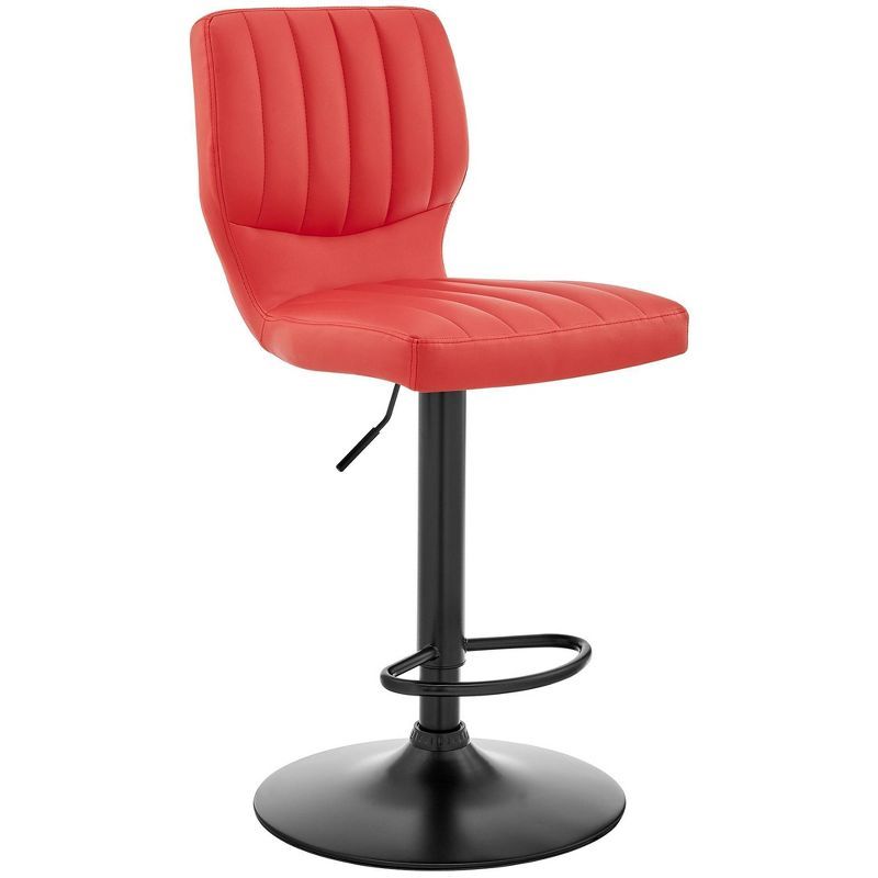 Contemporary Matte Black & Red Adjustable Swivel Barstool
