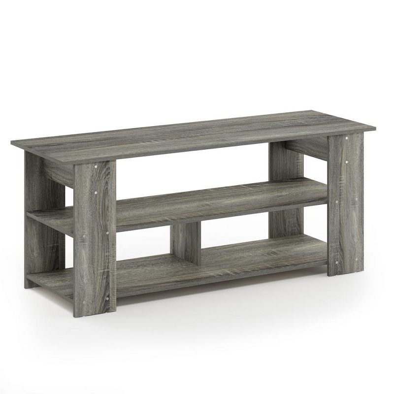 French Oak Grey and Black 50-Inch TV Stand with Open Shelves