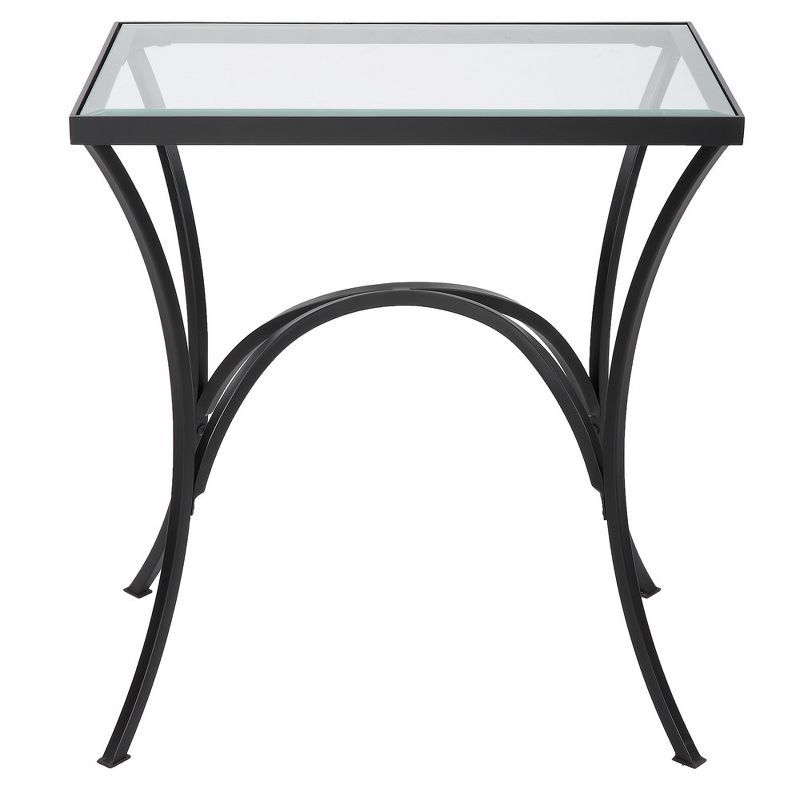 Alayna Black Metal and Glass Rectangular End Table