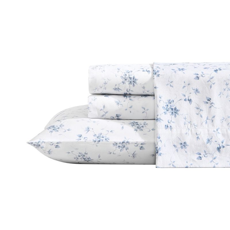 Garden Muse Blue Floral Cotton Queen Sheet Set