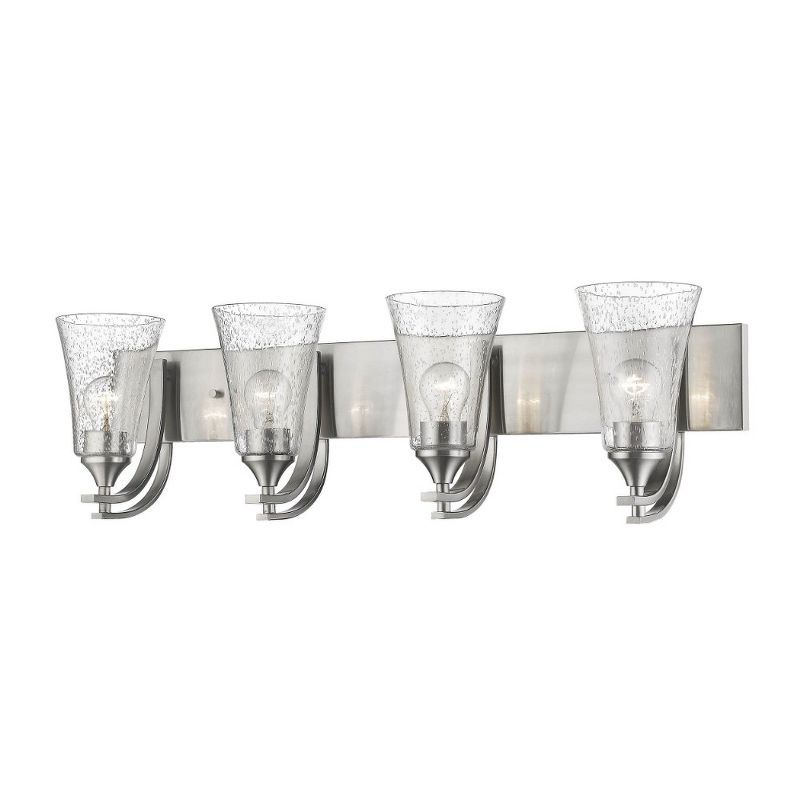 Satin Nickel 4-Light Vanity Fixture with Glass Shades