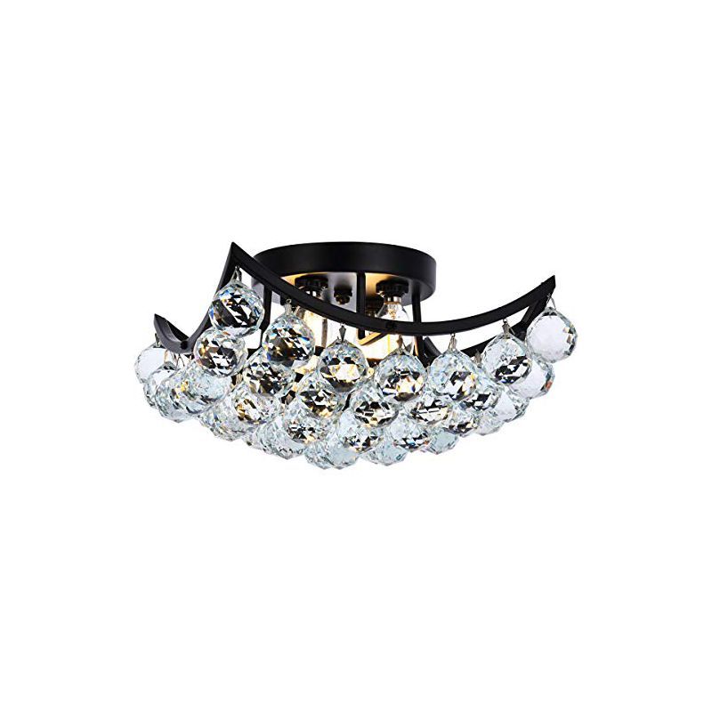 Corona 12-Inch Black and Crystal Flush Mount Light