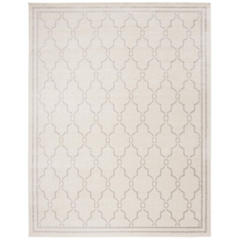 Elegant Ivory and Light Grey Geometric 8' x 10' Synthetic Area Rug