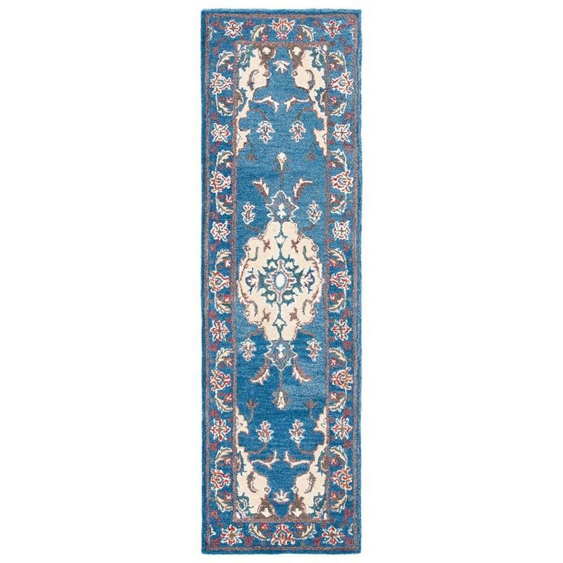 Antiquity Blue and Ivory Wool Hand-Tufted Runner Rug