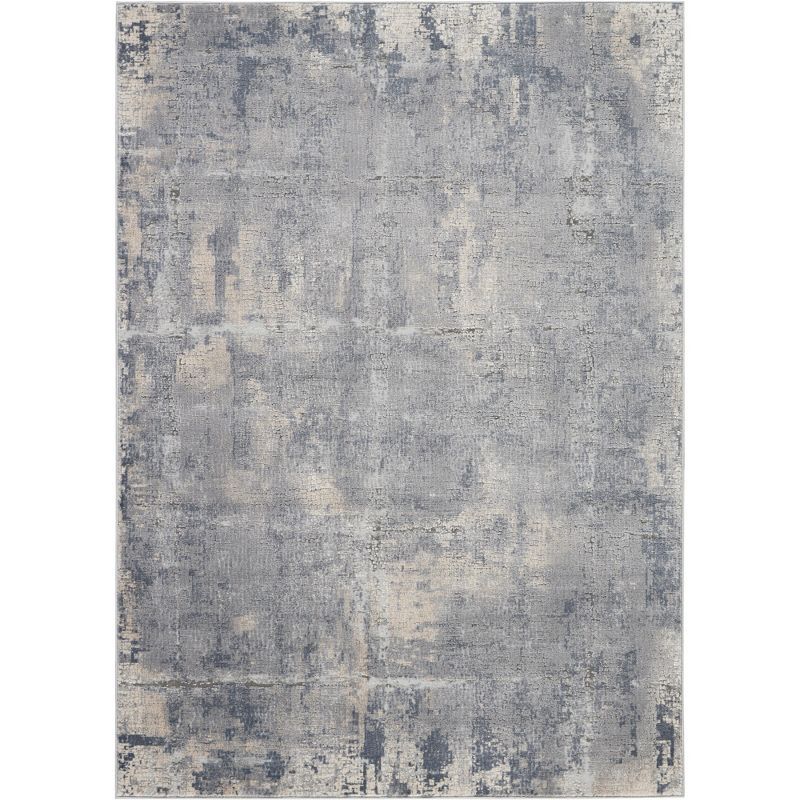 Abstract Grey and Beige Synthetic 5'3" x 7'3" Area Rug