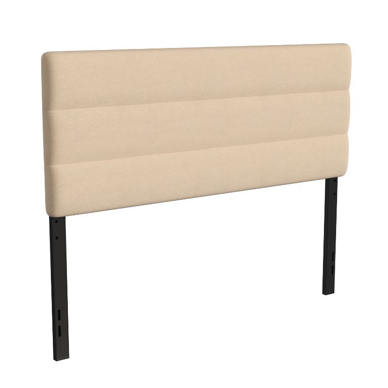 Cream Upholstered Queen Tufted Headboard with Adjustable Height