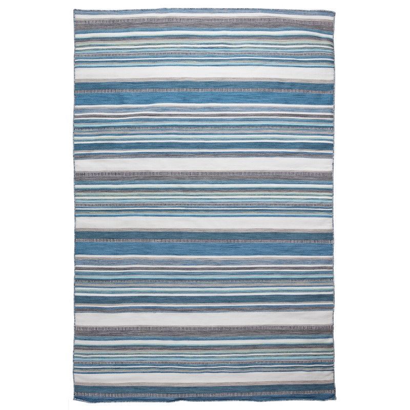 Seascape Blue and Gray Striped Synthetic 5' x 7' Rug