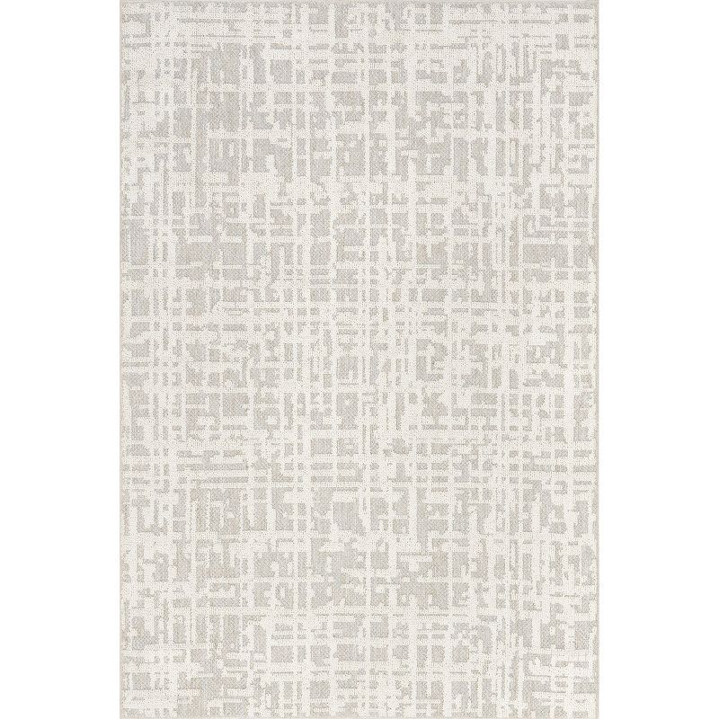 Amity Light Gray Abstract Washable Synthetic Area Rug