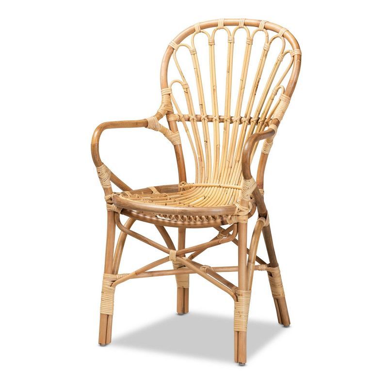 Sheraton Handmade Rattan Armchair with Woven Detailing - Brown