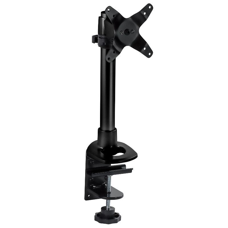 Black Adjustable Single Monitor Desk Mount with C-Clamp