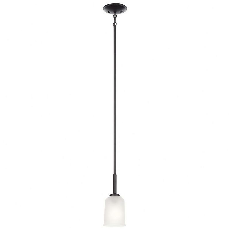 Shailene Sleek Black and Satin Etched Glass 1-Light Mini Pendant