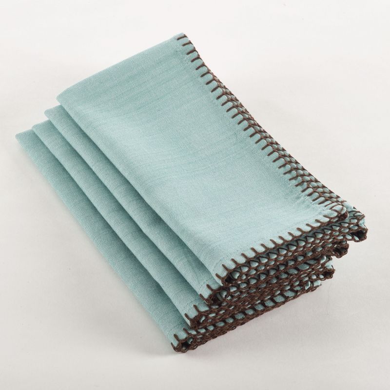 Aqua Cotton Whip Stitched Napkins Set of 4