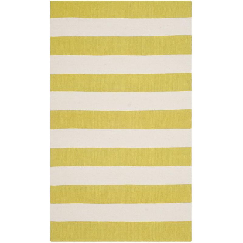 Coastal Breeze Green Stripe Hand Woven Cotton Rug - 3' x 5'