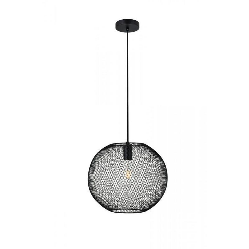 Elegant Black Iron Globe Pendant Light with Adjustable Height