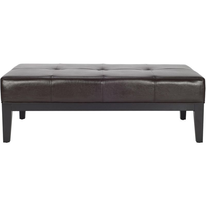 Brown Tufted Bicast Leather Cocktail Ottoman