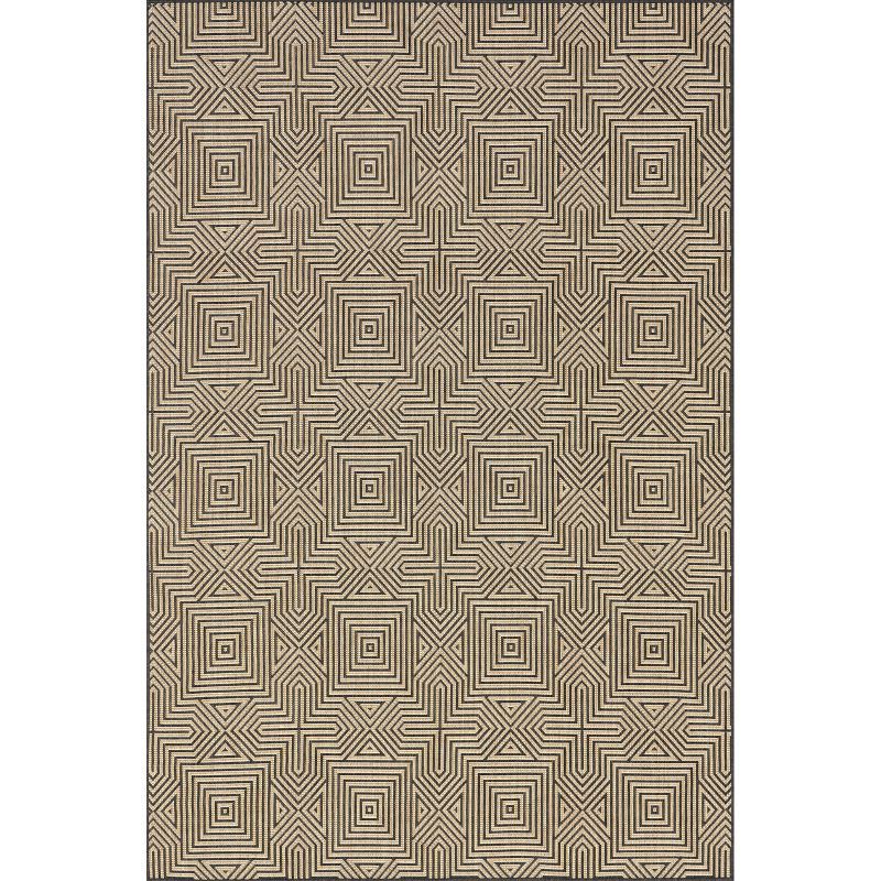 Charcoal Reversible Rectangular Synthetic Indoor/Outdoor Rug