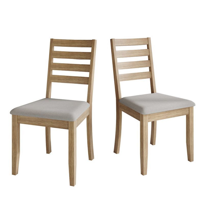 Natural Oak Upholstered Ladderback Side Chair Set