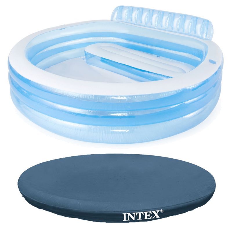 Intex Blue Inflatable Round Family Pool with Bench and Cover