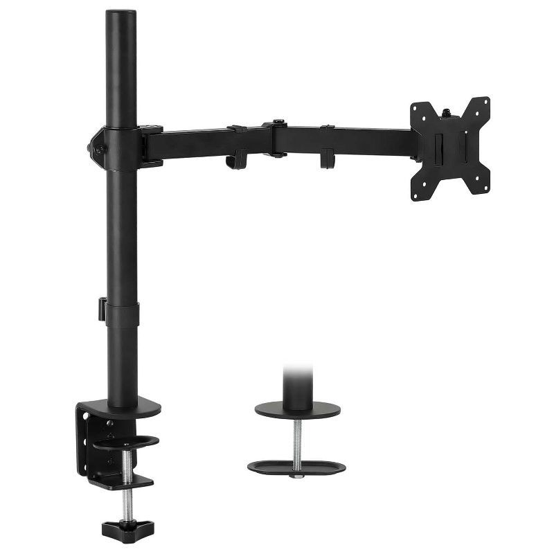 Black Adjustable Single Monitor Arm Desk Mount